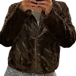 Sanctuary faux fur zip jacket with pockets in Sable size XS